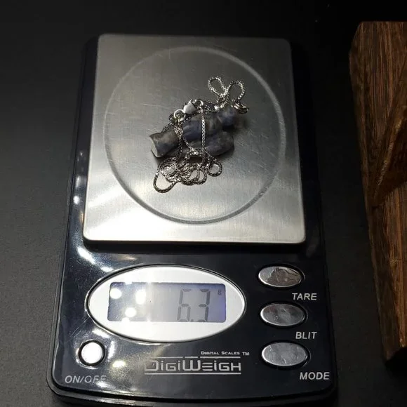 18 Inch Sterling Silver Carved Sodalite Stone Angel Pendant Necklace - Picture 7 of 7